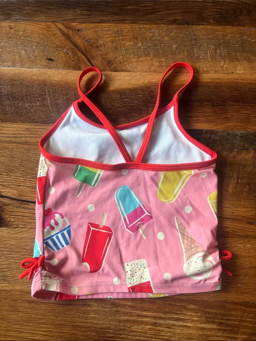 Mini Boden Girls Pink Ice Cream & Popsicle Print swim Top size 4-5Y